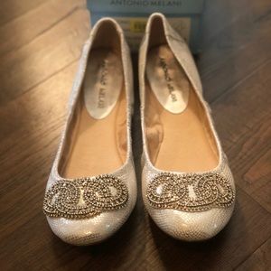 Silver ballet flats